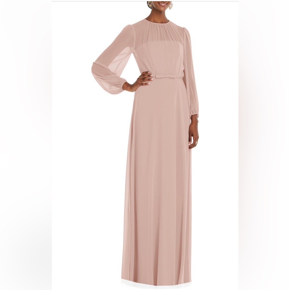 Dessy Collection Long Sleeve Evening Gown Item # 7083792 Toasted Sugar